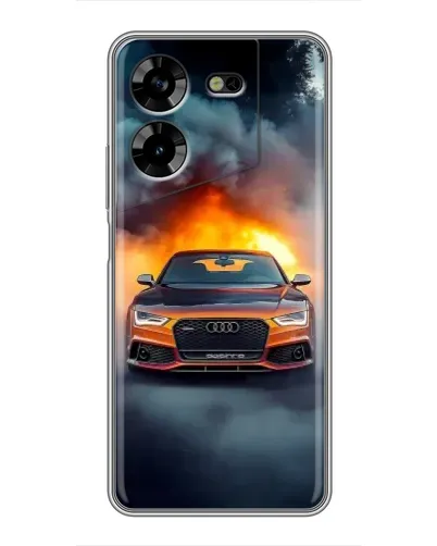 Чехол для TECNO POVA 5 (LG7n) с картинкой «Audi в огненном дыму»