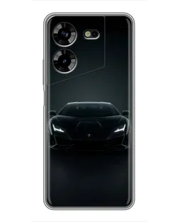 Чехол для TECNO POVA 5 (LG7n) с картинкой «Черный Lamborghini Aventador»