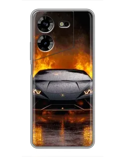 Чехол для TECNO POVA 5 (LG7n) с картинкой «Lamborghini в огне»