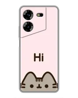 Чехол для TECNO POVA 5 (LG7n) с картинкой «Пушин говорит Hi»