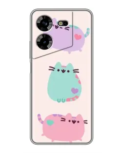 Чехол для TECNO POVA 5 (LG7n) с картинкой «Pusheen трио»