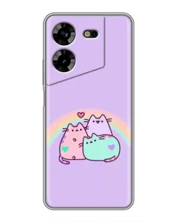 Чехол для TECNO POVA 5 (LG7n) с картинкой «Радужные Пушины»