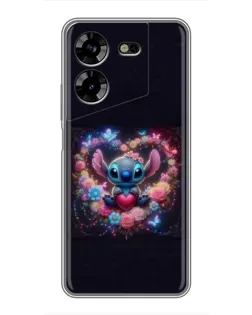 Чехол для TECNO POVA 5 (LG7n) с картинкой «Stitch в цветах» Чехол для TECNO POVA 5 (LG7n) с картинкой «Stitch в цветах»
