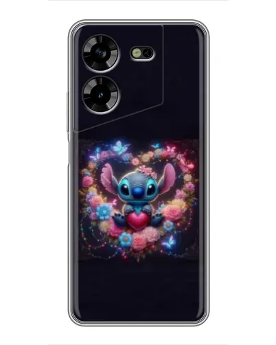 Чехол для TECNO POVA 5 (LG7n) с картинкой «Stitch в цветах»