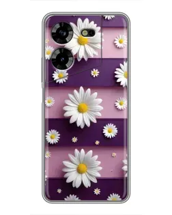 Чохол для TECNO POVA 5 (LG7n) з картинкою «Ромашки на фіолетовому»