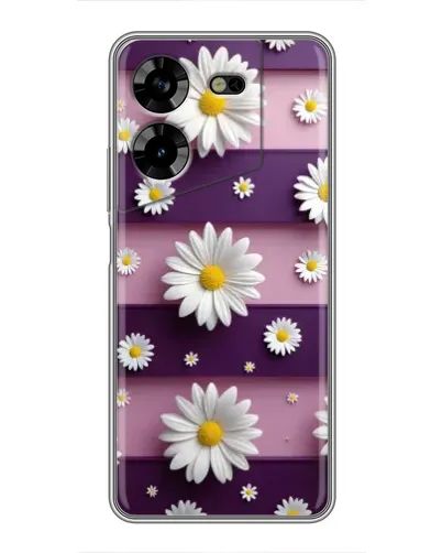 Чехол для TECNO POVA 5 (LG7n) с картинкой «Ромашки на фиолетовом»