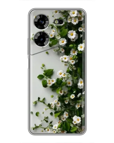 Чехол для TECNO POVA 5 (LG7n) с картинкой «Ветка мелких белых цветов»