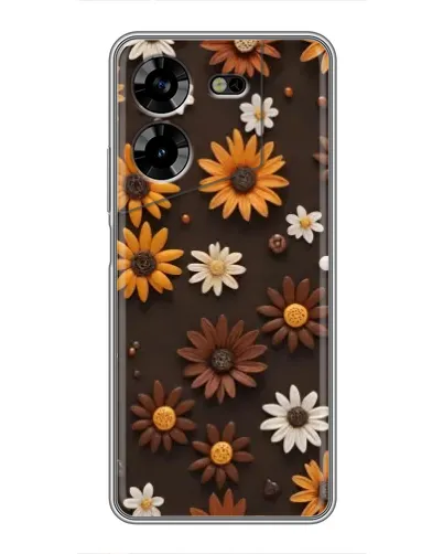 Чехол для TECNO POVA 5 (LG7n) с картинкой «Узор из маленьких подсолнухов»