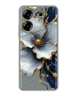 Чохол для TECNO POVA 5 (LG7n) з картинкою «Біла квітка та золотий флюїд»