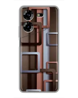 Чохол для TECNO POVA 5 (LG7n) з картинкою «Коричневі об'ємні квадрати»