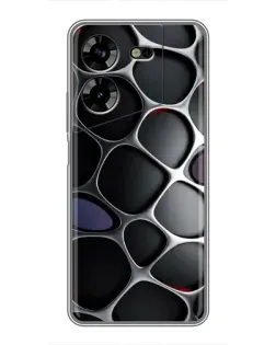 Чехол для TECNO POVA 5 (LG7n) с картинкой «Объемная темная решетка»
