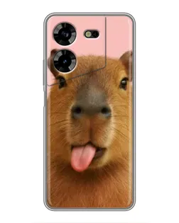 Чехол для TECNO POVA 5 (LG7n) с картинкой «Капибара с языком»