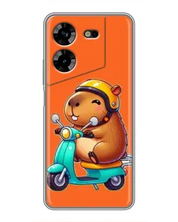Чехол для TECNO POVA 5 (LG7n) с картинкой «Капибара на скутере»
