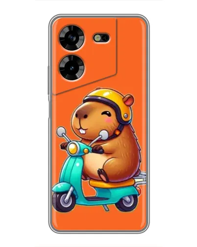 Чехол для TECNO POVA 5 (LG7n) с картинкой «Капибара на скутере»