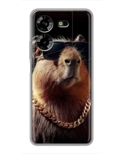 Чехол для TECNO POVA 5 (LG7n) с картинкой «Капибара золотая цепь»