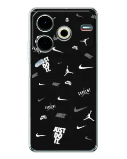 Чехол для TECNO Pova 6 Neo 5G с картинкой «Nike Black Pattern»