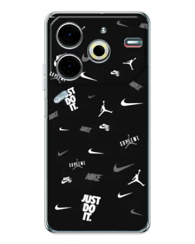 Чехол для TECNO Pova 6 Neo 5G с картинкой «Nike Black Pattern»