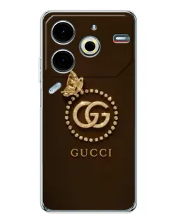 Чехол для TECNO Pova 6 Neo 5G с картинкой «Gucci — золотая бабочка»