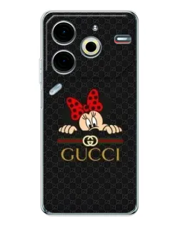 Чехол для TECNO Pova 6 Neo 5G с картинкой «Минни Маус Gucci — черный»