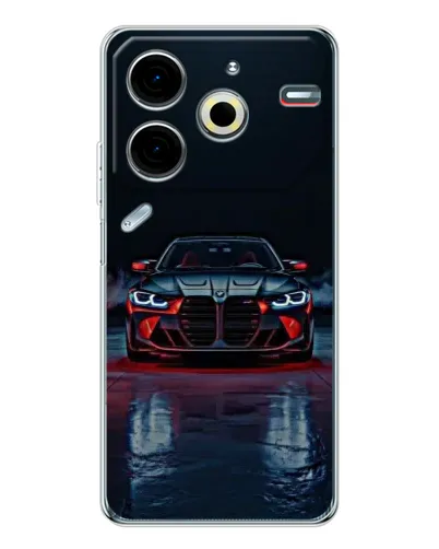 Чехол для TECNO Pova 6 Neo 5G с картинкой «BMW на мокрой дороге»