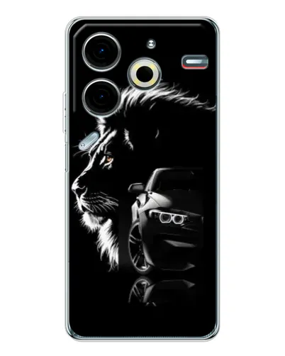 Чехол для TECNO Pova 6 Neo 5G с картинкой «BMW и лев»