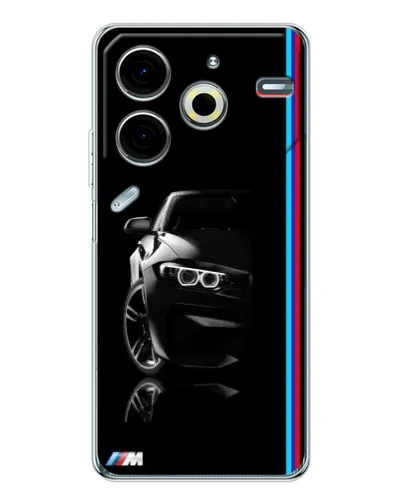 Чехол для TECNO Pova 6 Neo 5G с картинкой «Силуэт BMW в темноте»