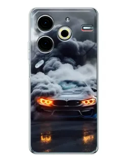 Чехол для TECNO Pova 6 Neo 5G с картинкой «BMW в дыму»