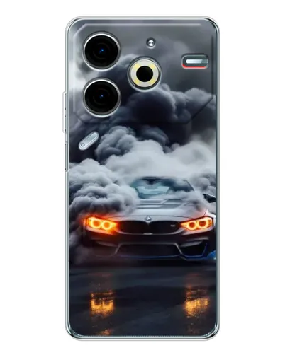 Чехол для TECNO Pova 6 Neo 5G с картинкой «BMW в дыму»