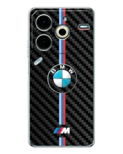 Чехол для TECNO Pova 6 Neo 5G с картинкой «Эмблема BMW и карбон»