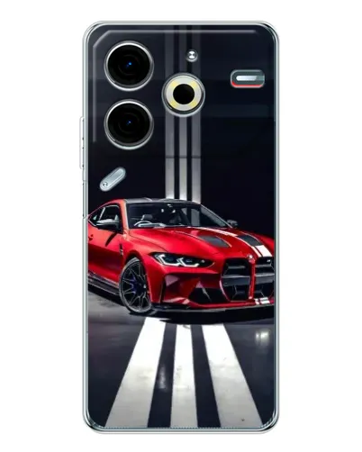 Чехол для TECNO Pova 6 Neo 5G с картинкой «Красная BMW на дороге»