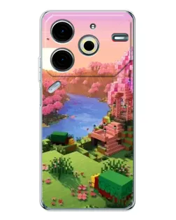 Чехол для TECNO Pova 6 Neo 5G с картинкой «Розовое дерево Minecraft»