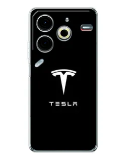 Чехол для TECNO Pova 6 Neo 5G с картинкой «Tesla White Logo»