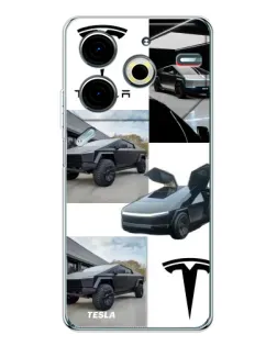 Чехол для TECNO Pova 6 Neo 5G с картинкой «Коллаж Cybertruck Tesla»