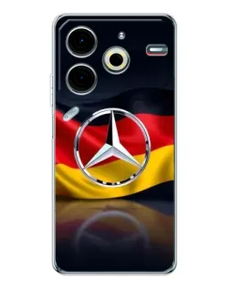 Чехол для TECNO Pova 6 Neo 5G с картинкой «Mercedes — флаг Германии»