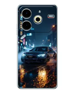 Чехол для TECNO Pova 6 Neo 5G с картинкой «Ночной город и Audi»