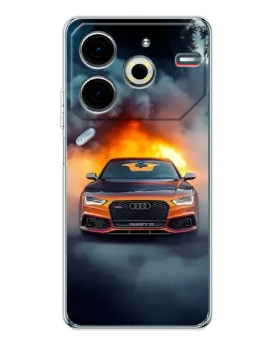Чехол для TECNO Pova 6 Neo 5G с картинкой «Audi в огненном дыму» Чехол для TECNO Pova 6 Neo 5G с картинкой «Audi в огненном дыму»