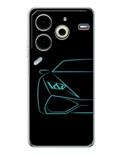 Чехол для TECNO Pova 6 Neo 5G с картинкой «Голубой силуэт Lamborghini»