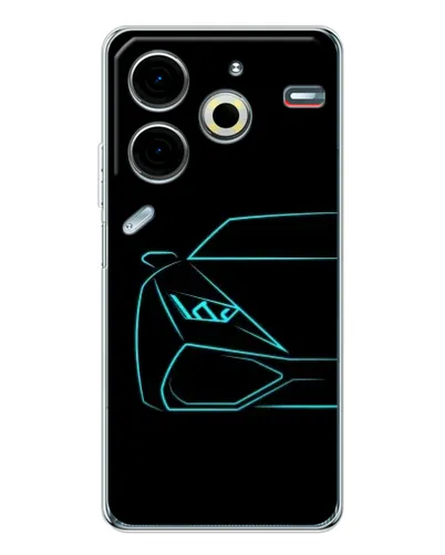 Чехол для TECNO Pova 6 Neo 5G с картинкой «Голубой силуэт Lamborghini»