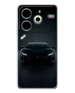 Чехол для TECNO Pova 6 Neo 5G с картинкой «Черный Lamborghini Aventador»