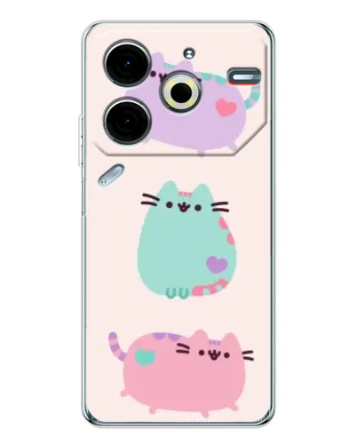 Чехол для TECNO Pova 6 Neo 5G с картинкой «Pusheen трио»