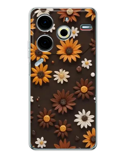 Чехол для TECNO Pova 6 Neo 5G с картинкой «Узор из маленьких подсолнухов»