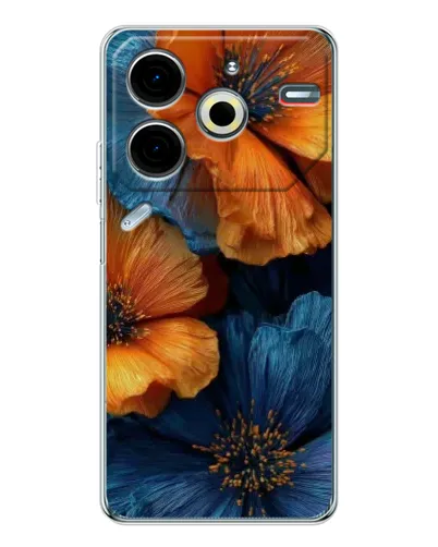Чехол для TECNO Pova 6 Neo 5G с картинкой «Яркая сине-оранжевая флора» Чехол для TECNO Pova 6 Neo 5G с картинкой «Яркая сине-оранжевая флора»
