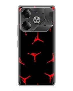 Чохол для TECNO Pova 6 з картинкою «Jordan Red Pattern» Чохол для TECNO Pova 6 з картинкою «Jordan Red Pattern»