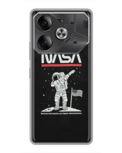 Чохол для TECNO Pova 6 з картинкою «NASA — крокуємо по Місяцю»