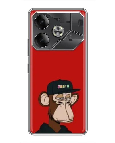Чохол для TECNO Pova 6 з картинкою «Bored Ape — червоний фон»