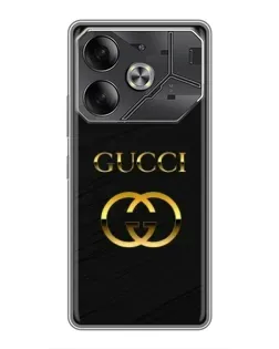 Чохол для TECNO Pova 6 з картинкою «Золотий логотип Gucci»