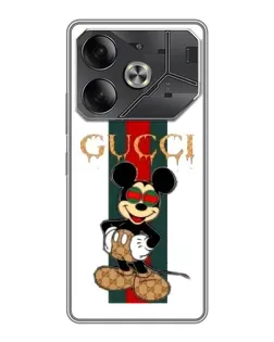 Чохол для TECNO Pova 6 з картинкою «Міккі Маус Gucci — смуги»