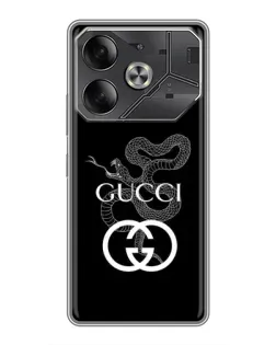 Чохол для TECNO Pova 6 з картинкою «Gucci — срібна змія»
