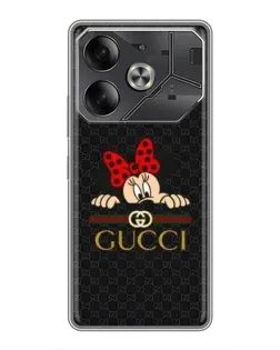 Чохол для TECNO Pova 6 з картинкою «Мінні Маус Gucci — чорний»