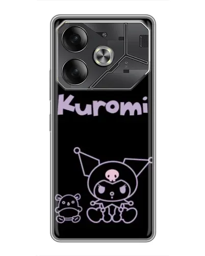 Чохол для TECNO Pova 6 з картинкою «Kuromi — чорний мінімалізм»